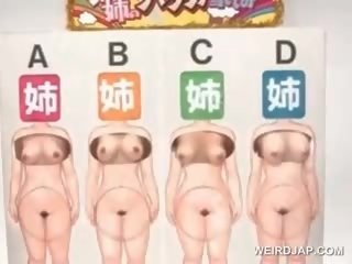 Asia hotties mendapatkan tetek squeezed di kotor video kontes