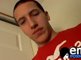 Tempting gay dude masturbates in his room