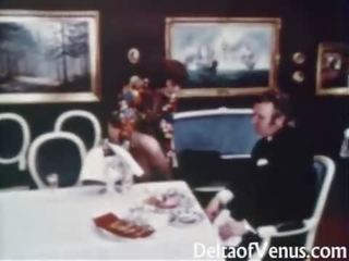 Vintāža x nominālā filma 1960s - matainas perfected brunete - tabula par trīs